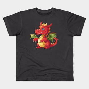 Joyful Crimson Dragon: A Smiling Delight Kids T-Shirt